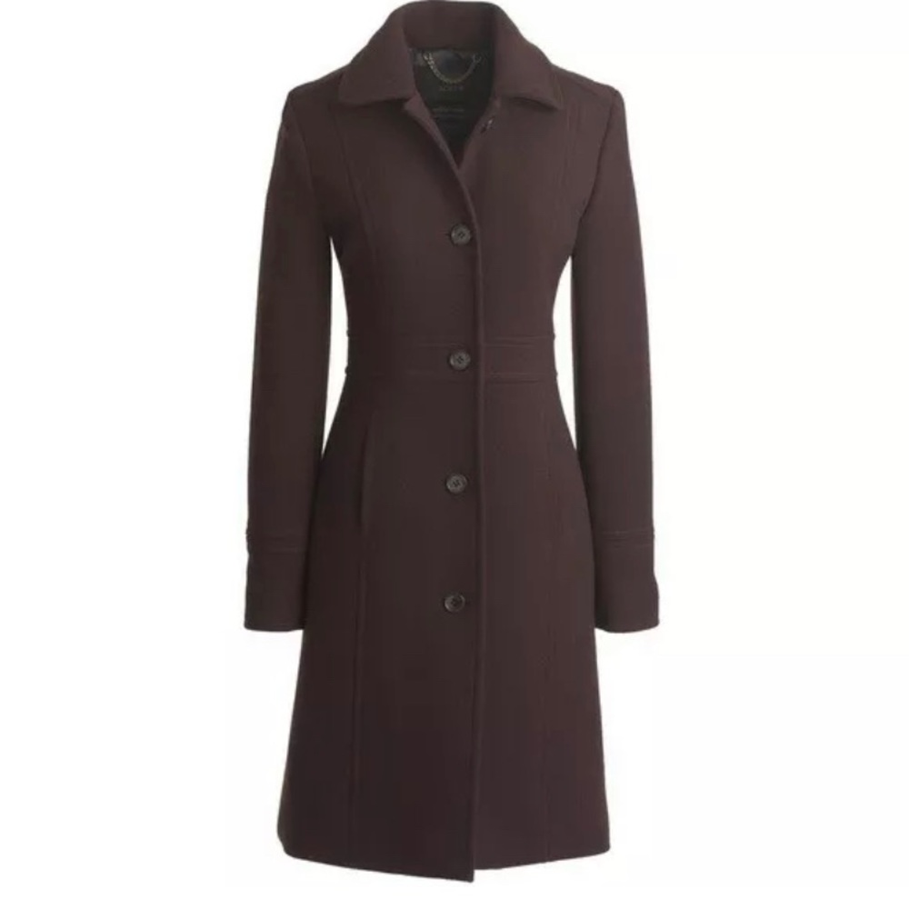 J CREW LADY DAY COAT IN DARK BROWN W/THINSULATE